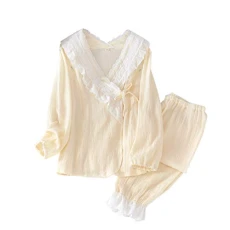 Womens Maternity Nursing Pajamas Set 2Pcs Long Sleeve Pregnant Nightshirt Easy to Breastfeed Stretch Comfortable Nightwear (Beige,Asia L)