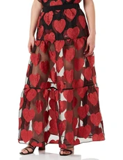 Women's Maxi Skirt in Viscose, F.Nero-CUOR.RED, M Women's Maxi Skirt in Viscose, F.Nero-CUOR.RED, M