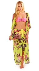 Womens Maxi Skirt Summer Beach Cover Up Lime