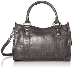 Women's Melissa Zip Satchel Leather Handbag Bag, Carbon, One Size Women's Melissa Zip Satchel Leather Handbag Bag, Carbon, One Size