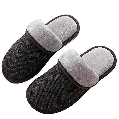 Womens Mens Faux Fur Mules Slippers Unisex Adults Winter Warm Anti-Slip Indoor House Shoes Dark Grey