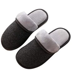 Womens Mens Faux Fur Mules Slippers Unisex Adults Winter Warm Anti-Slip Indoor House Shoes Dark Grey