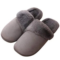 Womens Mens Faux Suede Sheepskin Fur Slippers Unisex Adults Winter Warm Anti-Slip Indoor House Shoes