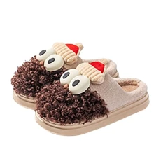 Women's Men's Winter Slippers for Home Autumn Slippers Sponge Slippers Non-Slip Furry Slippers Cotton Orthopaedic Slippers Women Warm Slipper Pair Lightweight, Khaki, 8 UK