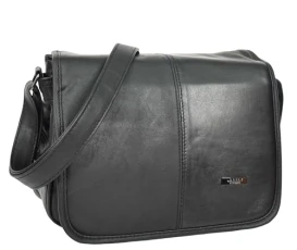 Womens Messenger Cross Body Leather Bag Organiser Medium Size HOL1591 Black