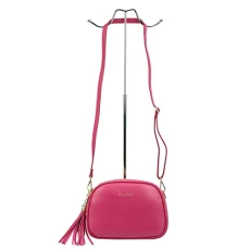 Women's Messenger's Shoulder/Cross Body/Hand Bag in 1 Adjustable Strap Made of Waterproof Genuine Leather 3 Chambers External Zipped Pocket 23x16cm Fuxia Women's Messenger's Shoulder/Cross Body/Hand Bag in 1 Adjustable Strap Made of Waterproof Genuine Leather 3 Chambers External Zipped Pocket 23x16cm Fuxia