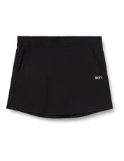 Women's Metallic Logo Mini Skirt with Pockets Casual Shorts, Black/Silver, L