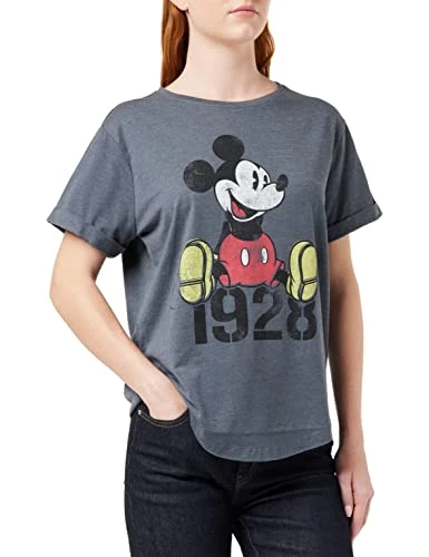 Women's Mickey Mouse Year T Shirt, Dark Heather, 12 UK