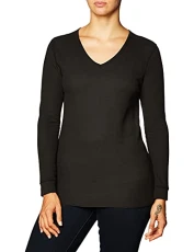 Women's Micro Waffle Thermal V-Neck Pajama Top, Black, M Women's Micro Waffle Thermal V-Neck Pajama Top, Black, M