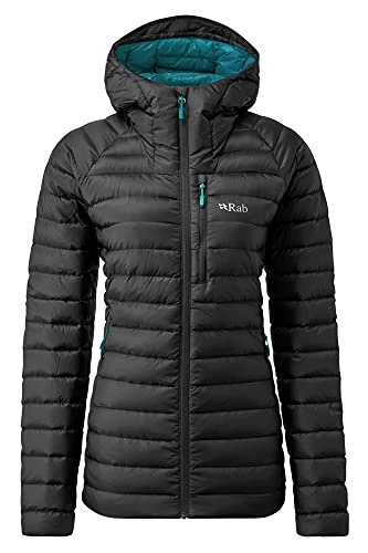 Women’s Microlight Alpine Long Down Jacket for Trekking, Climbing, & Skiing - Black - 14