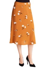 Women's Mid-Century Floral Midi Skirt, Toffee Combo, X-Small Women's Mid-Century Floral Midi Skirt, Toffee Combo, X-Small