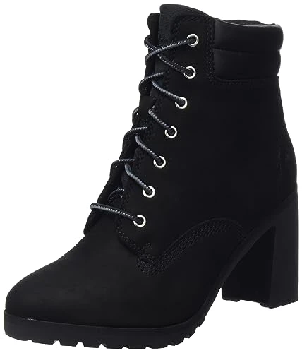 Women's MID LACE UP Boot Fashion, Jet Black, 6.5 UK