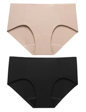 Women's Mid-Waist Silk Knitted Hipster Underwear Multipack Briefs Hypoallergenic Soft Seamless Shorts Lingerie for Ladies L, 2 Pack(Black+Apricot) Women's Mid-Waist Silk Knitted Hipster Underwear Multipack Briefs Hypoallergenic Soft Seamless Shorts Lingerie for Ladies L, 2 Pack(Black+Apricot)