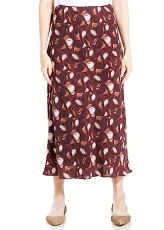 Women's Midi Crepe Skirt, Berry Large Swirl, M Women's Midi Crepe Skirt, Berry Large Swirl, M