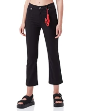 Women's midi Flare in Stretch Lyocell Gabardine Shorts, Black, 32 Women's midi Flare in Stretch Lyocell Gabardine Shorts, Black, 32