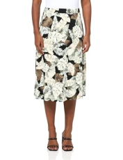 Women's Midi Flared Skirt, Black/Sea Glass Mlt, XL