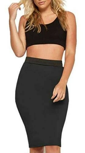 Womens Midi Office Skirt (Black, S/M)