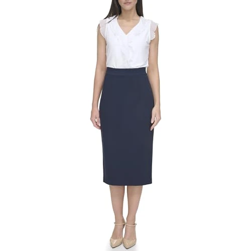 Women's Midi Ponte Skirt, Midnight, 14