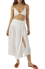 Women's Midi Skirt - Comfortable and Lightweight Midi Length Skirt for Women with Elastic Waist Skirt, Winter White | Averie, S Women's Midi Skirt - Comfortable and Lightweight Midi Length Skirt for Women with Elastic Waist Skirt, Winter White | Averie, S