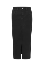 Women's Midi Skirt Denim High-Waisted Regular Fit Zip and Button Fastening, Black Deep, 10 Women's Midi Skirt Denim High-Waisted Regular Fit Zip and Button Fastening, Black Deep, 10