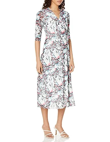Women's Midi Wrap Dress, Blue Frost Multi, XS
