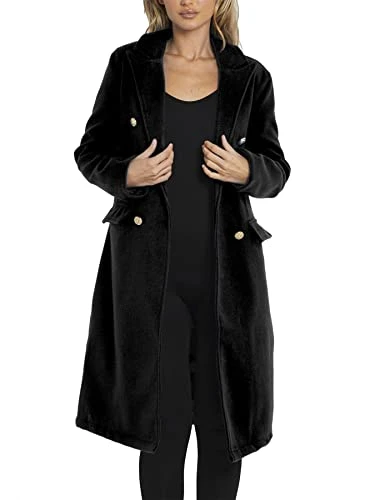 Womens Military Coat Wool look Trench Jacket