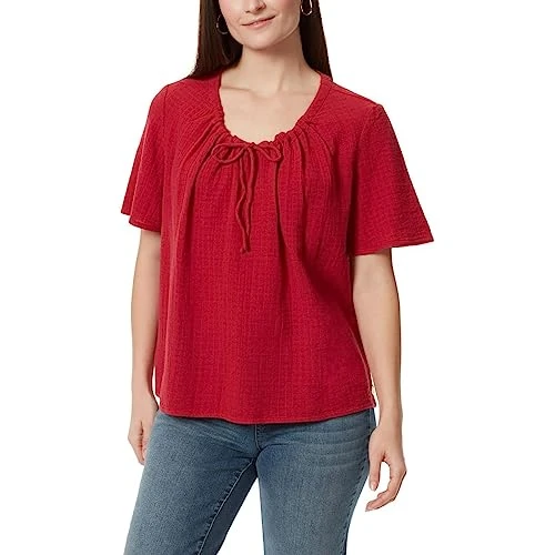 Womens Millie Knit V Neck T-Shirt Red L