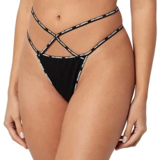 Women's Mini Logo Strappy Brief, Black, L Women's Mini Logo Strappy Brief, Black, L