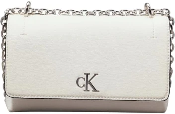 Women's Minimal Monogram Chain Detail Shoulder Bag, Off-White (Creamy White), One Size Women's Minimal Monogram Chain Detail Shoulder Bag, Off-White (Creamy White), One Size
