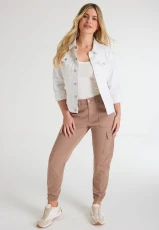 Womens Mink Cuffed Cargo Trousers Womens Mink Cuffed Cargo Trousers