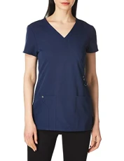 Women's Mock Wrap Top Medical Scrubs, D-Navy, Small Women's Mock Wrap Top Medical Scrubs, D-Navy, Small