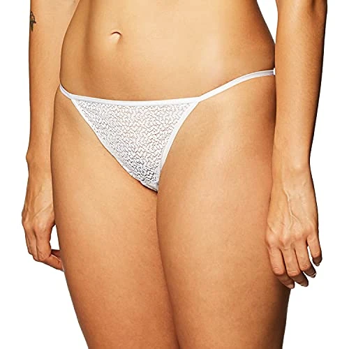 Women's Modern lace Trim Bikini Style Underwear, Poplin White, L
