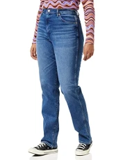 Women's Mom Straight Jeans, Smoke Sea, 33W x 32L