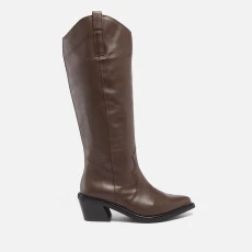 Womens Mount Leather Knee High Western Boots - UK - Brown