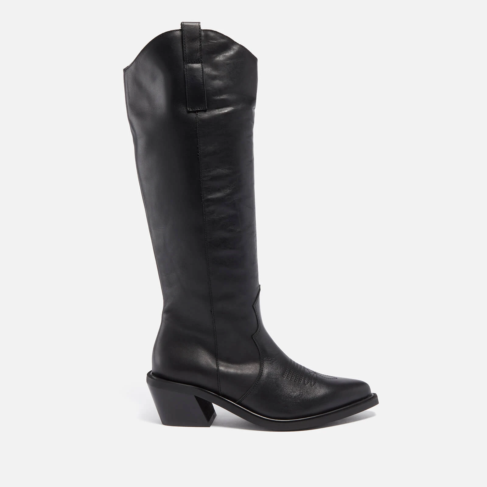Womens Mount Leather Knee High Western Boots - UK - Black