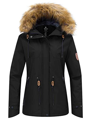 Women's Mountain Ski Jacket Outdoor Windproof Sports Coat Waterproof Snow Coats Hooded Warm Windbrea