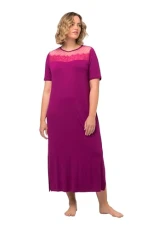 Women's Nachthemd, Spitze, Rundhals, Halbarm Night Shirt, Dark Lilac, 24-26 Women's Nachthemd, Spitze, Rundhals, Halbarm Night Shirt, Dark Lilac, 24-26