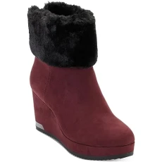 Womens Nadra Faux Suede Dressy Booties, Bordeaux, 5.5