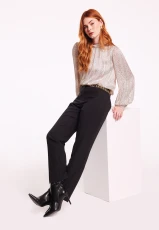 Womens Natural Animal Print Jacquard Blouse