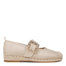 Womens Natural Maddy Woven Embellished Flat Shoes - Beige