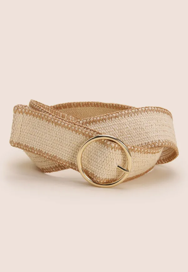 Womens Natural Woven Whipstitch Belt
