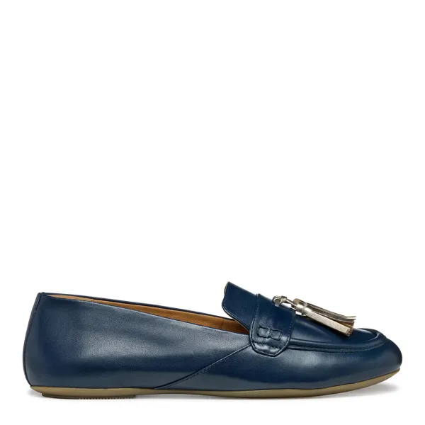Womens Navy Leather Palmaria Ballerina Flat - Navy