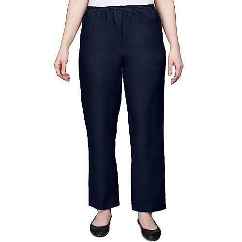 Womens Navy Pull On Straight Leg Pants Size: 12