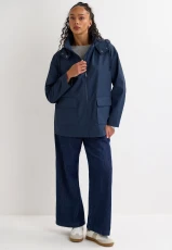 Womens Navy Rubber Patch Pocket Coat Womens Navy Rubber Patch Pocket Coat