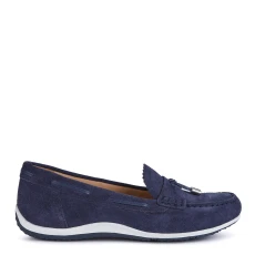 Womens Navy Suede Vega Moc Mocassins