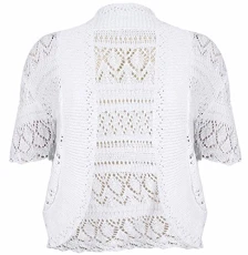 Womens New Crochet Front Open Ladies Short Sleeve Knitted Bolero Cropped Cardigan Shrug Top Plus Siz