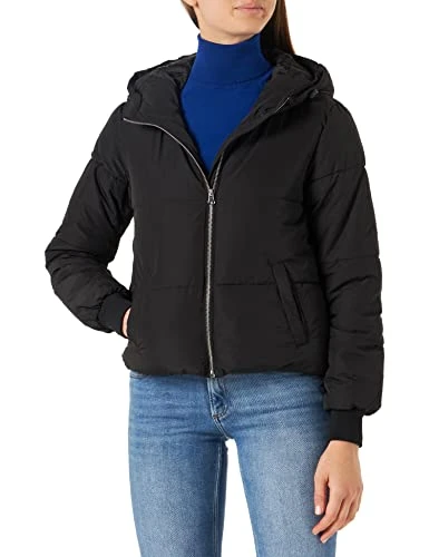 Women's Newerica Otw Noos Short Hood Jacket Quilted, Black/Detail:Silver Zipper, XS