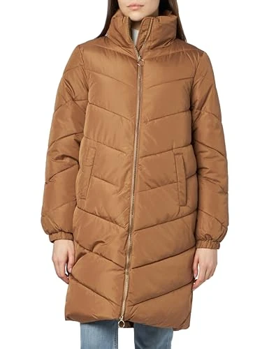 Women's newfinno OTW Long Padded Jacket, Toasted Coconut/Detail: Gold Zip, M