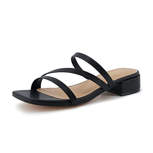 Women's Newport low block heel sandal +Memory Foam and Wide Widths Available, Black 4.5 UK W