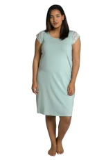 Women's Nightdress, lace cup sleeves, crew neck Nightgown, Fair green, 20-22 Women's Nightdress, lace cup sleeves, crew neck Nightgown, Fair green, 20-22